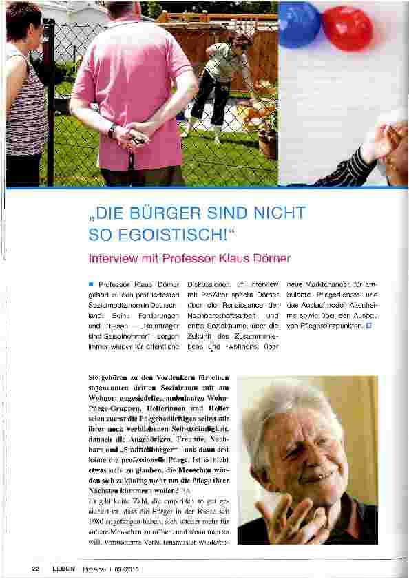 Vorschauseite 1: „DIE BÜRGER SIND NICHT SO EGOISTISCH!
