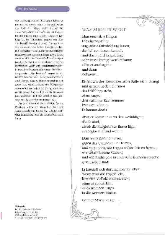Vorschauseite 2: An der Pinnwand einer Station fand ich ein Gedicht...