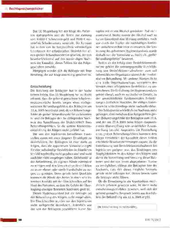 Vorschauseite 2: Desinfektion vor einer Injektionsbehandlung