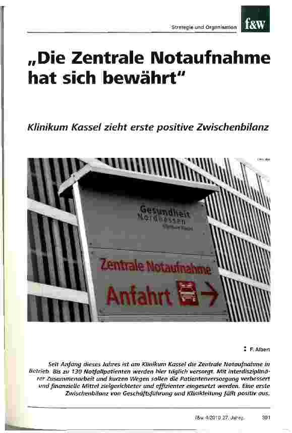 Vorschauseite 1: Die Zentrale Notaufnahme hat sich bewährt
