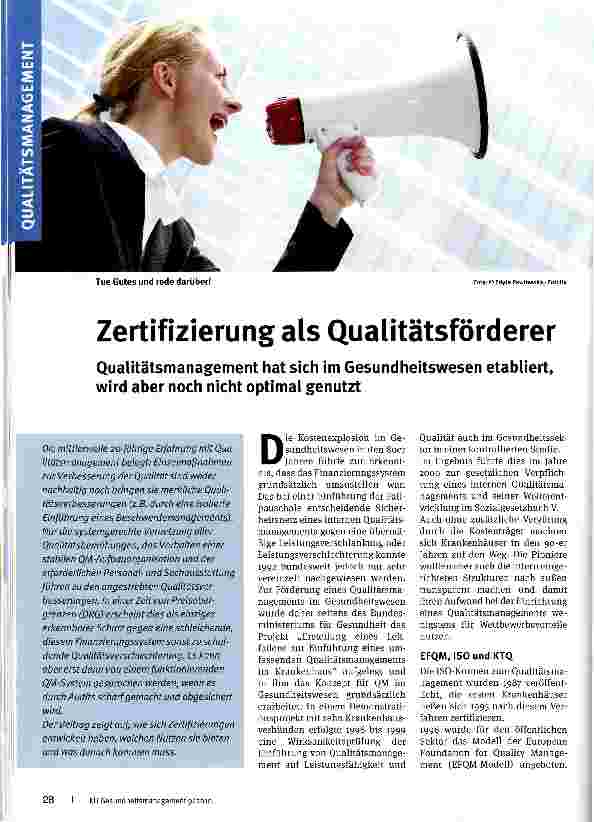 Vorschauseite 1: Zertifizierung als Qualitätsförderer
