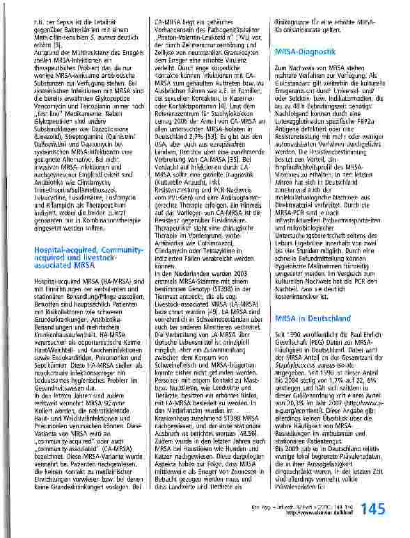 Vorschauseite 2: MRSA - aktuelle Entwicklungen, drängende Probleme: (Basierend auf einem Vortrag während der VUD-Tagung in Essen am 18. Juni 2010)