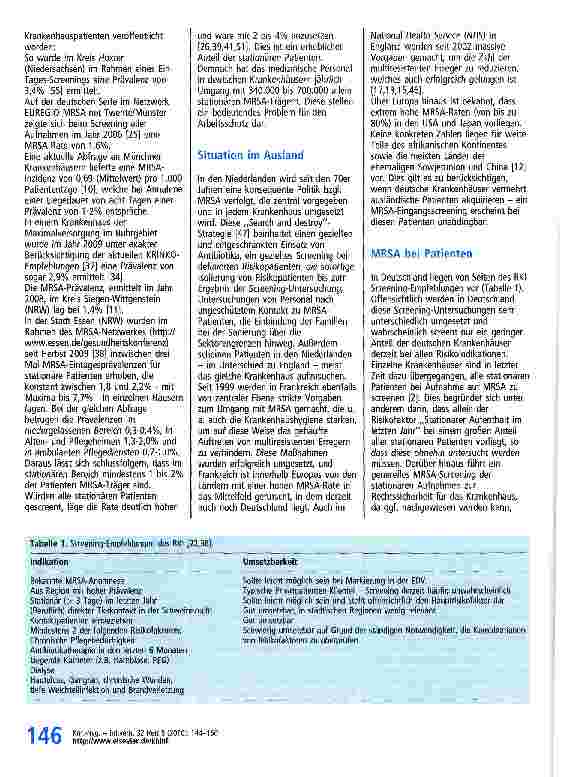 Vorschauseite 3: MRSA - aktuelle Entwicklungen, drängende Probleme: (Basierend auf einem Vortrag während der VUD-Tagung in Essen am 18. Juni 2010)