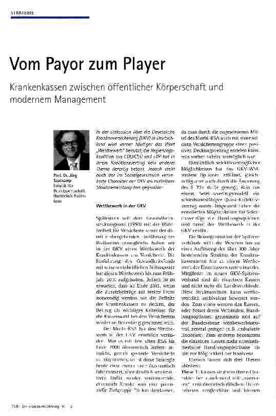 Vorschauseite 1: Vom Payor zum Player