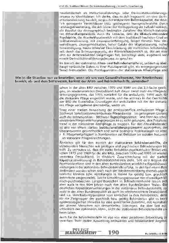 Vorschauseite 4: De-Institutionalisierung und Institutionalisierung im Gesundheitsund Sozialwesen der BRD