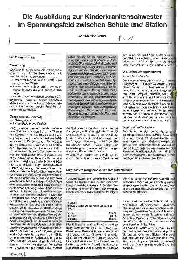 Vorschauseite 1: Die Ausbildung zur Kinderkrankenschwester im Spannungsfeld zwischen Schule und Station