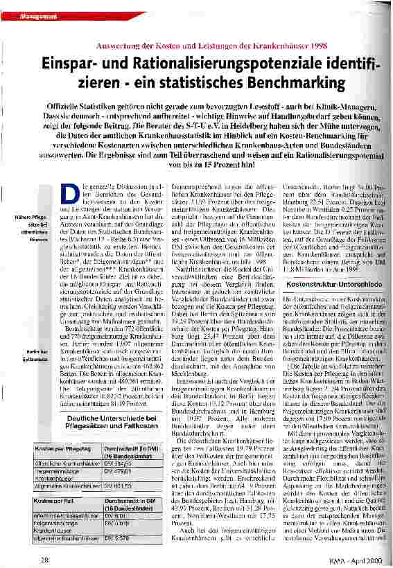 Vorschauseite 1: Einsparund Rationalisierungspotenziale indentifizieren - ein statistisches Benchmarking