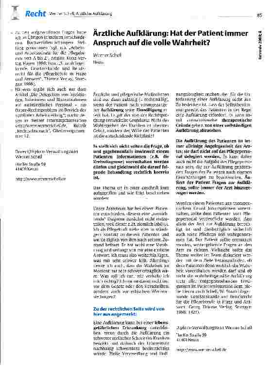 Vorschauseite 2: Anordnungen des Arztes - müssen sie immer befolgt werden?