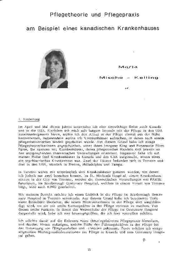 Vorschauseite 1: Pflegetheorie und Pflegepraxis am Beispiel eines kanadischen Krankenhauses