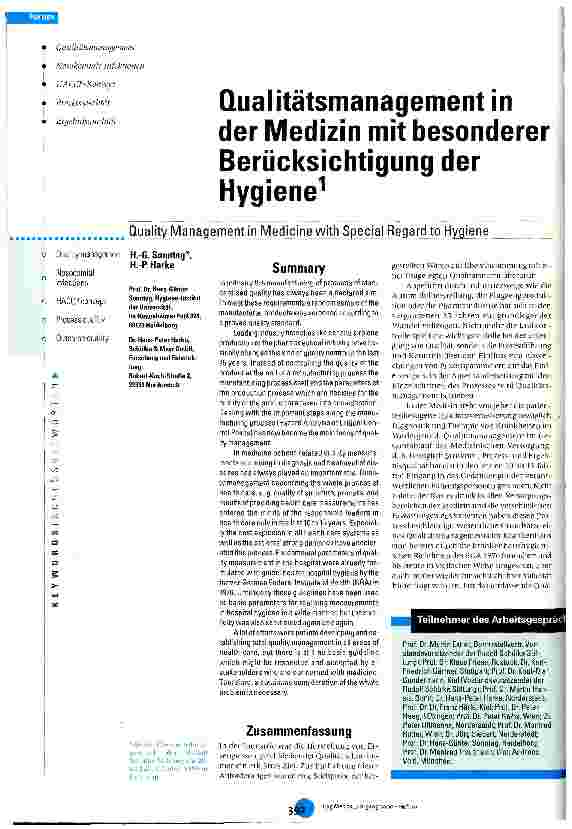 Vorschauseite 1: Qualitätsmanagement in der Medizin mit besonderer Berücksichtigung der Hyiene
