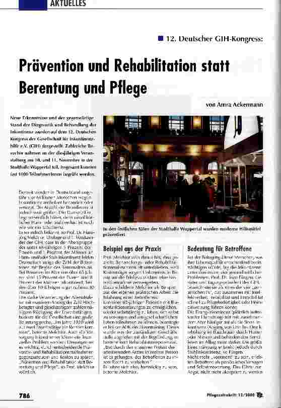 Vorschauseite 1: Prävention und Rehabilitation statt Berentung und Pflege 12. Deutscher GIH-Kongress