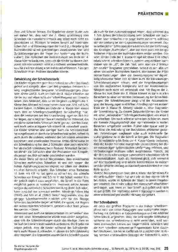 Vorschauseite 2: Motorische Schreibleistung von Linkshändigen und rechtshändigen Kindern in der 1. bis 4. Grundschulklasse-2. Teil -