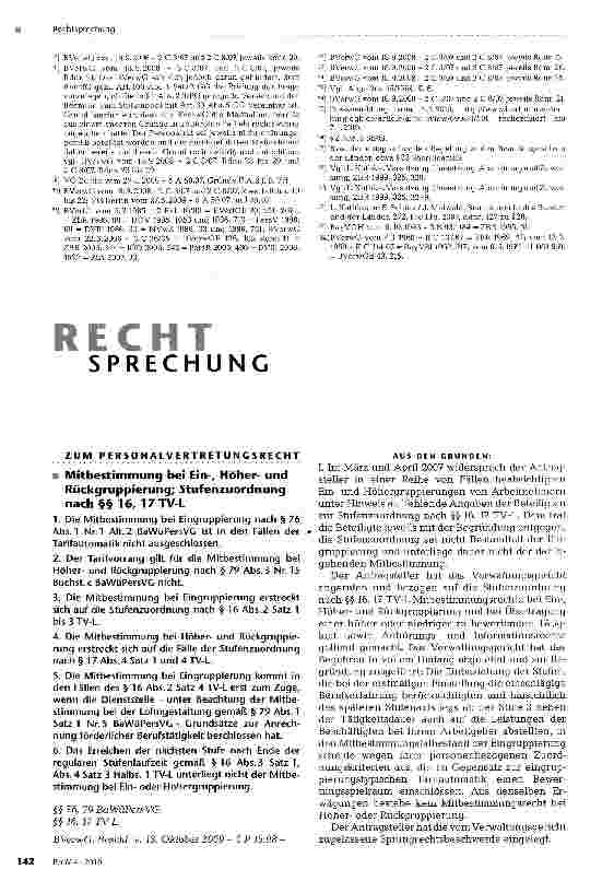 Vorschauseite 1: Mitbestimmung bei Ein-, Höherund Rückgruppierung; Stufenzuordnung nach §§ 16, 17 TV-L