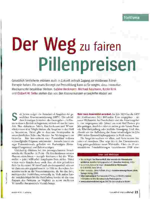 Vorschauseite 1: Der Weg zu fairen Pillenpreisen