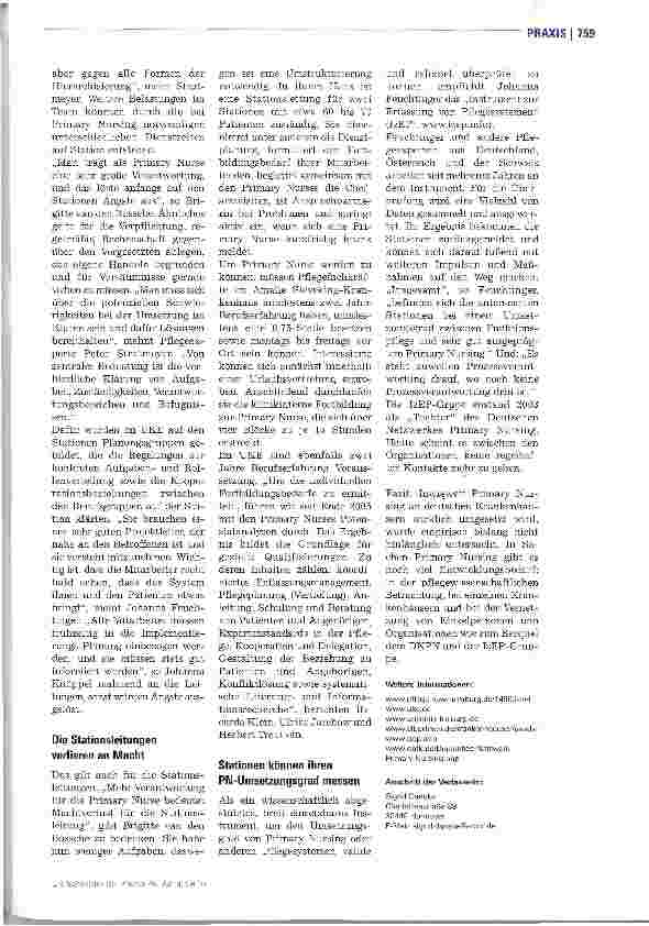 Vorschauseite 4: Primary Nursing: In - aber nicht immer drin