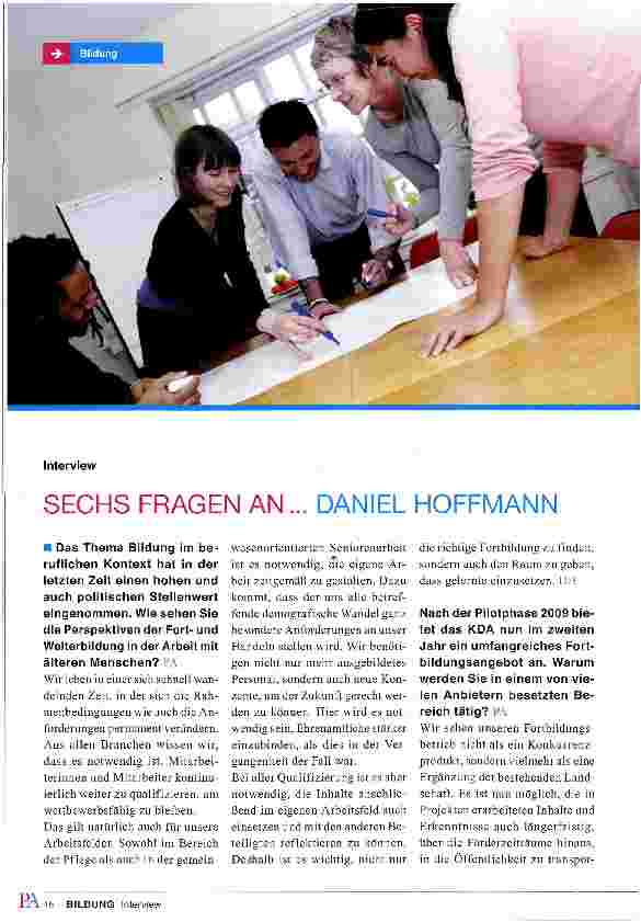 Vorschauseite 1: SECHS FRAGEN AN. .. DANIEL HOFFMANN