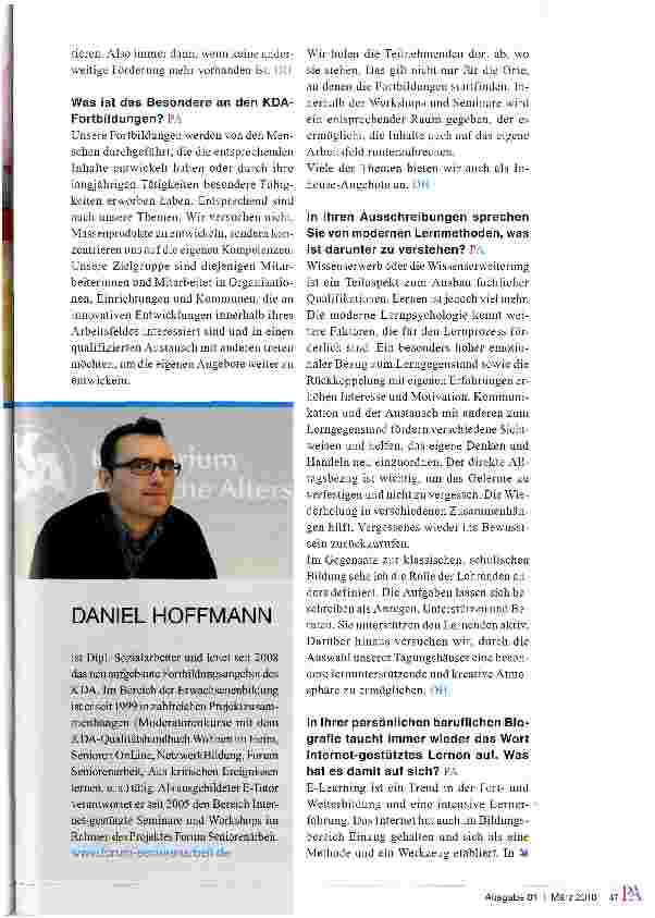 Vorschauseite 2: SECHS FRAGEN AN. .. DANIEL HOFFMANN