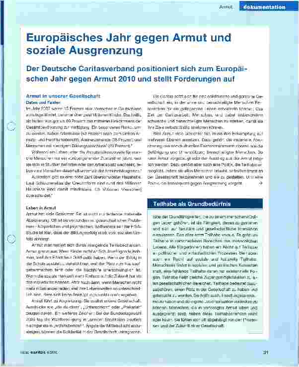 Vorschauseite 1: Europäisches Jahr gegen Armut und soziale Ausgrenzung