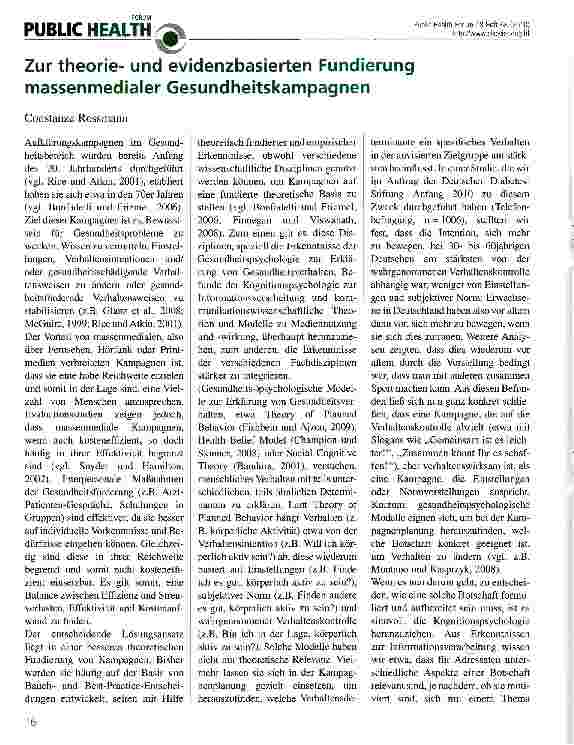 Vorschauseite 1: Zurtheorieund evidenzbasierten Fundierung massenmedialer Gesundheitskampagnen