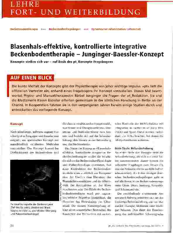 Vorschauseite 1: Blasenhals-effektive, kontrollierte integrative Beckenbodentherapie - Junginger-Baessler-Konzept