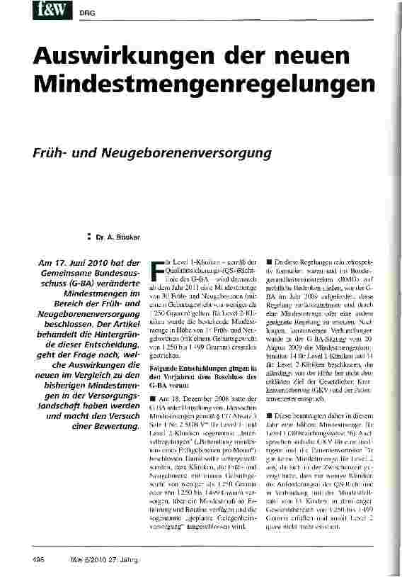 Vorschauseite 1: Auswirkungen der neuen Mindestmengenregelungen