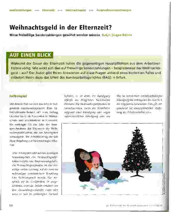 Vorschauseite 1: Weihnachtsgeld in der Elternzeit?