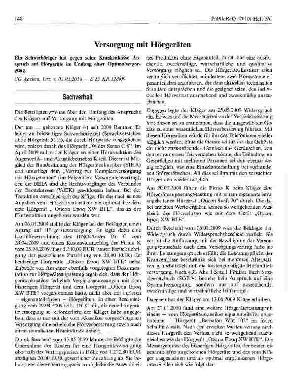 Vorschauseite 1: Versorgung mit Hörgeräten