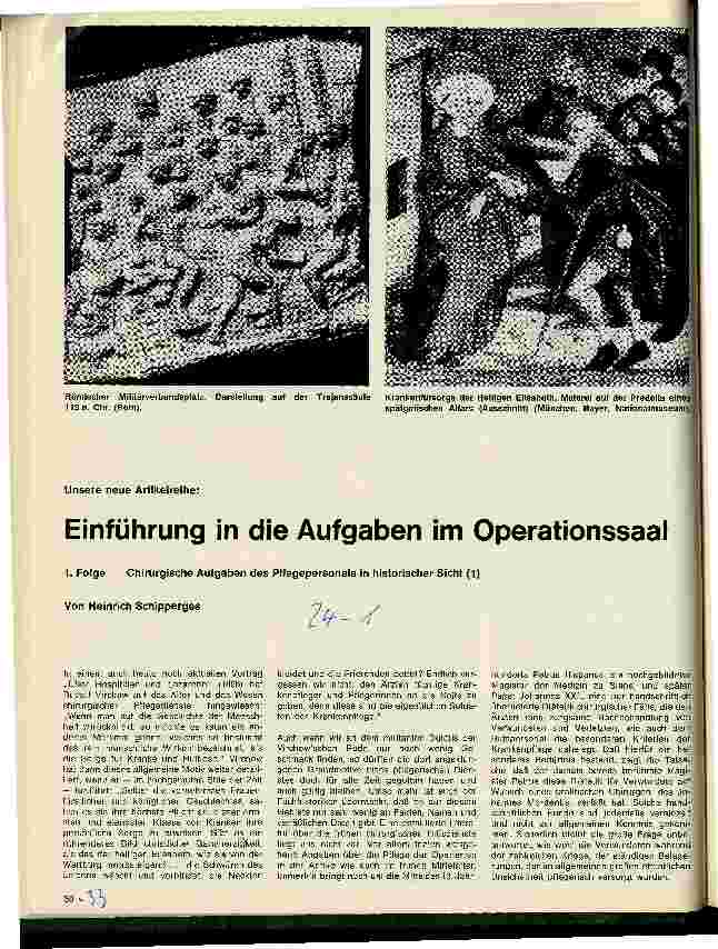 Vorschauseite 1: Einführung in die Aufgaben im Operationssaal 1.Folge:Chirurgische Aufgaben d. Pflegepersonals in historischer Sicht