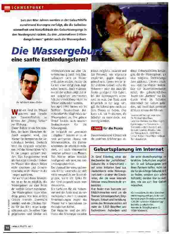 Vorschauseite 1: Die Wassergeburt - eine sanfte Entbindungsform?