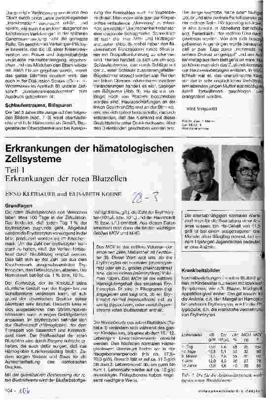 Vorschauseite 1: Erkrankungen der hämatologischen Zellsysteme Teil 1: Erkrankungen der roten Blutzellen