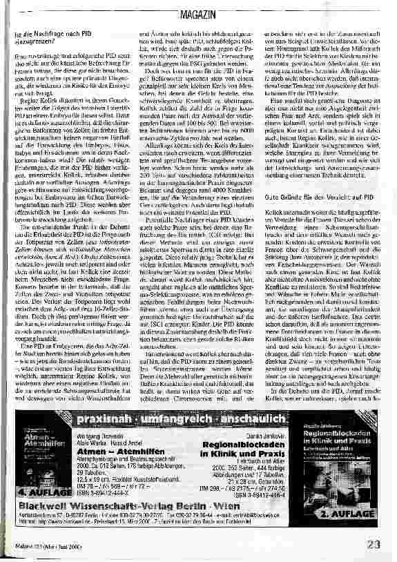 Vorschauseite 2: Selektions-Technik Die Diskussion um die Präimplantationsdiagnostik