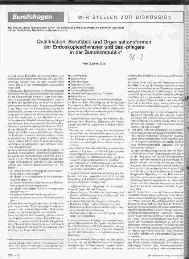 Vorschauseite 1: Qualifikation, Berufsbild und Organisationsformen der Endoskopieschwester und des -pflegers in der Bundesrepublik