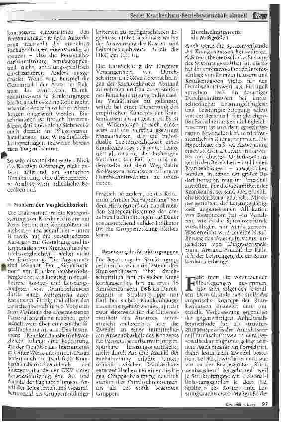 Vorschauseite 2: Auswege aus der Anhaltszahlenmisere Teil II: Das empirische Konzept der Spitzenverbände der Kassen