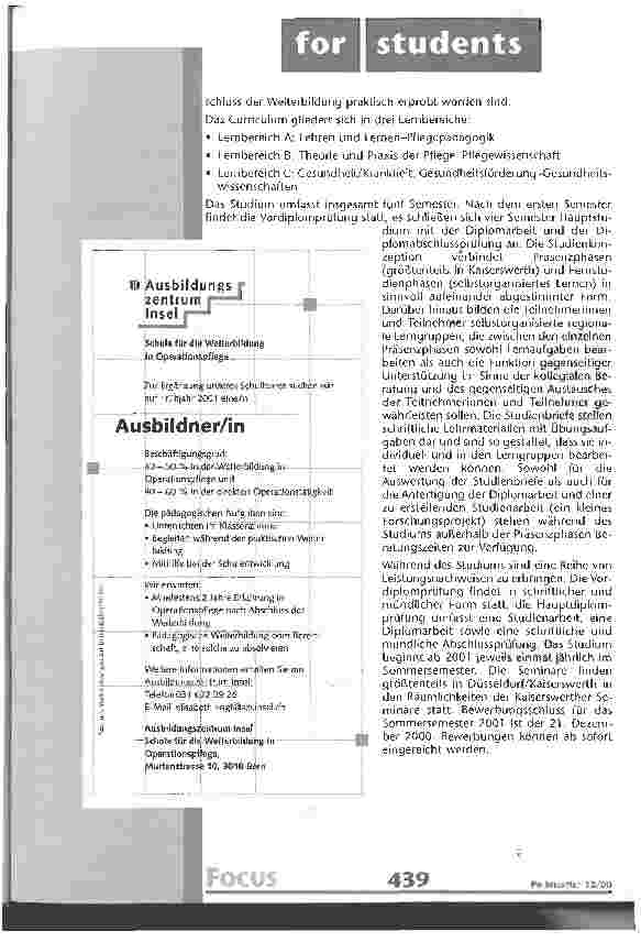 Vorschauseite 2: Berufsbegleitender Studiengang Pflegepädagogik für Personen mit Weiterbildung zur Lehrkraft für Pflegeberufe