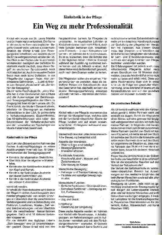 Vorschauseite 1: Ein Weg zu mehr Professionalität Kinästhetik in der Pflege