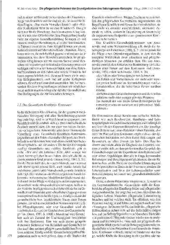 Vorschauseite 3: Die pflegerische Relevanz der Grundgedanken des Salutogenese-Konzepts