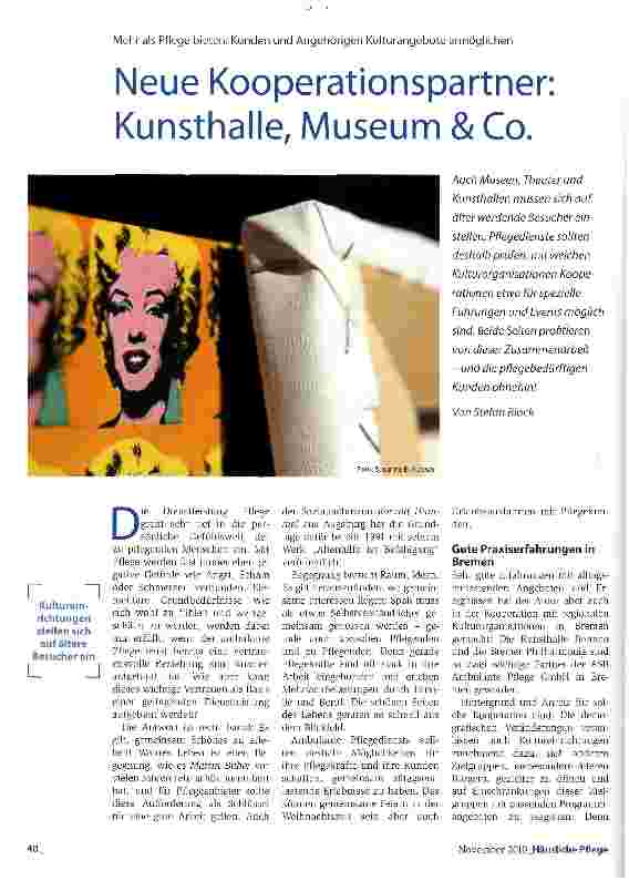 Vorschauseite 1: Neue Kooperationspartner: Kunsthalle, Museum & Co.