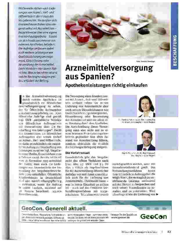 Vorschauseite 1: Arzneimittelversorgung aus Spanien?