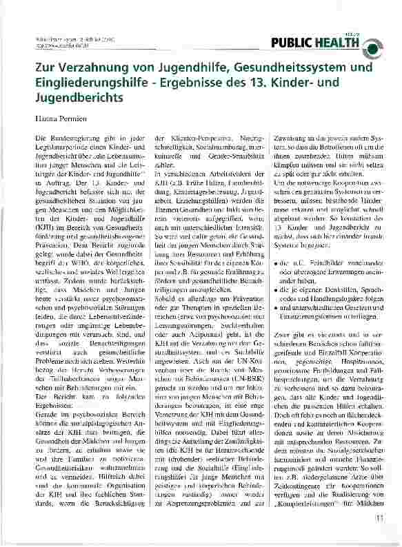 Vorschauseite 1: Zur Verzahnung von Jugendhilfe, Gesundheitssystem und Eingliederungshilfe - Ergebnisse des 13. Kinderund Jugendberichts