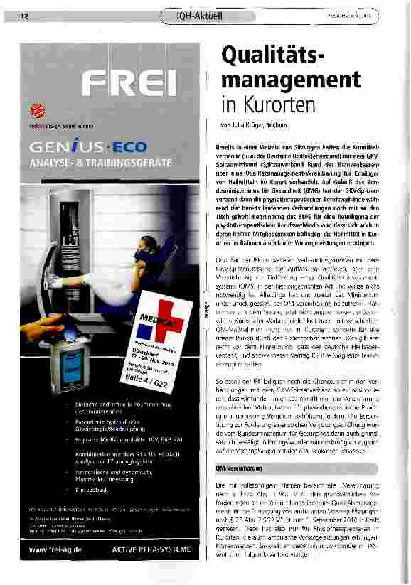 Vorschauseite 1: Qualitätsmanagement in Kurorten
