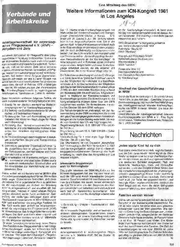 Vorschauseite 1: Weitere Informationen zum ICN-Kongreß 1981 in Los Angeles