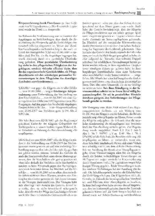 Vorschauseite 4: Zu den Voraussetzungen für den Widerruf der Erlaubnis zum Führen der Berufsbezeichnung »Altenpfleger«