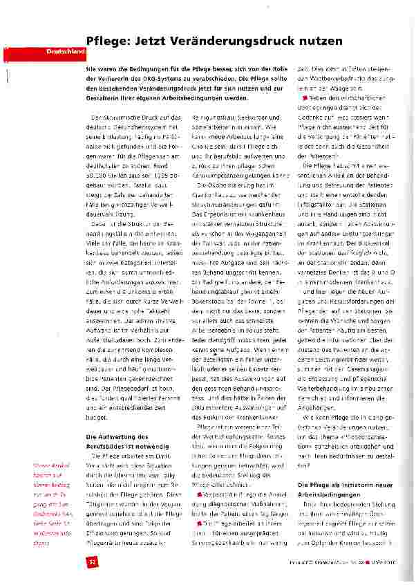 Vorschauseite 1: Pflege: Jetzt Veränderungsdruck nutzen