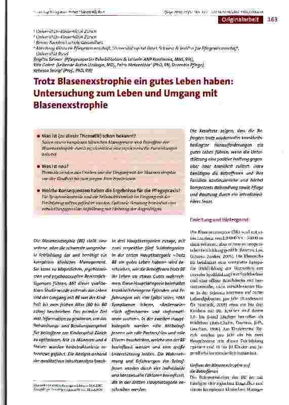 Vorschauseite 1: Trotz Blasenexstrophie ein gutes Leben haben: Untersuchung zum Leben und Umgang mit Blasenexstrophie