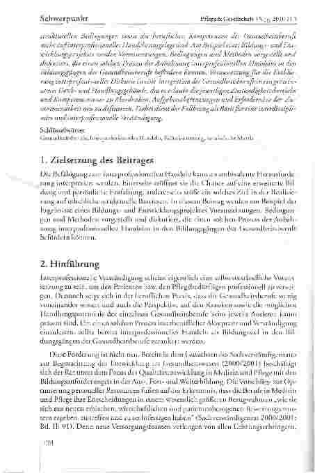 Vorschauseite 2: Interprofessionelles Lernen als Voraussetzung für interprofessionelles Handeln - am Beispiel eines interprofessionell angelegten Bildungs und Entwicklungsprojektes für Gesundheits…