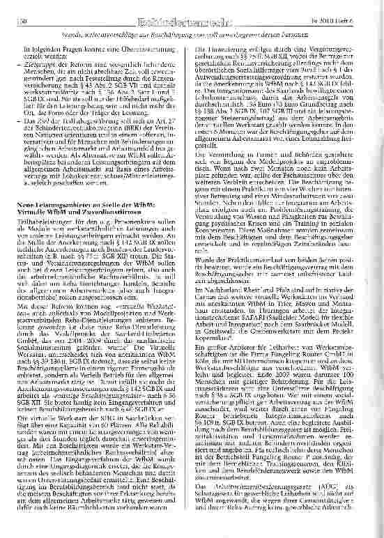 Vorschauseite 2: Reformvorschläge zur Beschäftigung von voll erwerbsgeminderten Personen auf dem allgemeinen Arbeitsmarkt