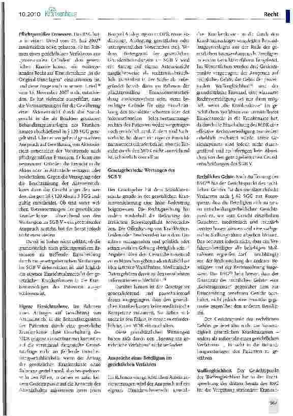 Vorschauseite 2: Dürfen Krankenkassen bei Zahlungsstreitigkeiten Behandlungsunterlagen des Krankenhauses einsehen?