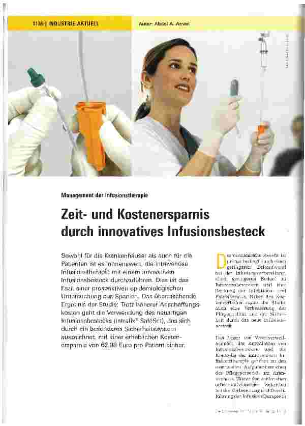 Vorschauseite 1: Zeitund Kostenersparnis durch innovatives Infusionsbesteck