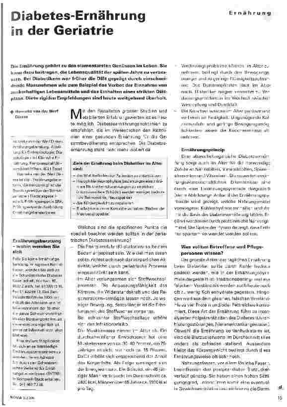 Vorschauseite 1: Diabetes-Ernährung in der Geriatrie