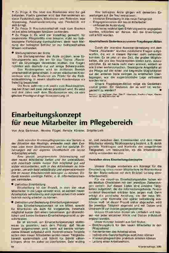 Vorschauseite 1: Einarbeitungskonzept für neue Mitarbeiter im Pflegebereich